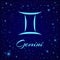 Gemini. Vector zodiac sign on a night sky