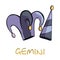 Gemini zodiac sign accessory flat cartoon vector illustration