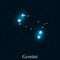 Gemini zodiac sign. Bright stars in the cosmos. Constellation Gemini. Vector