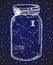 Gemini Zodiac sign hand drawn constellation in a mason jar
