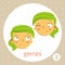 Gemini zodiac sign, twin girls