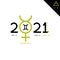 Gemini zodiacal sign inside the ruler planet of it, astrological headline banner of 2021th year of the bull