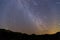 Geminid Meteor Shower and the Milky Way Over a mountain. Geminid Meteor in the night sky