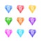 Gems and diamonds icons set