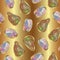 Gems in gold setting seamless pattern