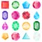 Gems isolated on white background. Jewels set, gems and diamonds icons isolated, different colors flat design. Vector jewels or