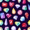 Gems pattern, crystal jewel gemstones background