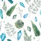 Gems and plants wallpaper design