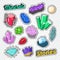 Gems Stickers, Badges and Patches. Jewelry Stones Doodle with Diamond, Crystal and Minerals