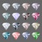 Gems. Vector jewels or precious diamonds gem set. Diamond or brilliants icons set.