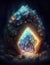 Gemstone cave, crystal cave, luminescent stones