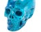 Gemstone chrysocolla carved realistic crystal skull from Peru