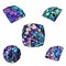 Gemstone crystals and natural minerals. Sparkling brilliant diamond, opal, emerald jewel or sapphire shine and amethyst