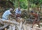 Gemstone mining workers in Sapphire mine, Sri Lanka