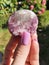 Gemstone Polished Pink Tourmaline Quartz Stone Gems Palmstone Garden Rose Gras Sky