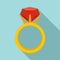 Gemstone ring icon, flat style