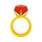 Gemstone ring icon, flat style