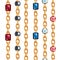 Gemstones and chains seamless patterns. Borders set