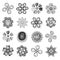 Gemstones greyscale jewelry brooch flower pattern set