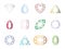 Gemstones outlined colorful shapes icons set. Colorful flat line stroke gemstone collection