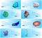 Gemstones Web Poster Set Aquamarine Agate Sapphire