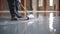 Genarative AL Worker, coating floor with self-leveling epoxy