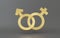Gender. Abstract Male and Female 3d symbol sign, Man and Woman golden icon on gray background for graphic and web design