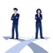 Gender difference concept. Woman and man business corporate difference. Vector