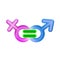 Gender equality concept icon plastic realistic illustration. Pink and Blue male and female sex symbol equal. Sign toy 3d. Happy