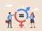 Gender equality concept. Man and woman equal, balance and diversity in workplace, female and male employee having equal