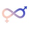 Gender equality icon. Symbol of equality, collaboration, connection, relationship of man and woman.