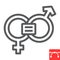 Gender equality line icon, sexism and feminism, equal rights sign vector graphics, editable stroke linear icon, eps 10.