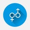 Gender equality vector icon on blue background. Flat image sign