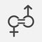 Gender equality vector icon. Sign of a man and woman are equal