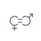 Gender equity icon, line vector