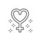 Gender female symbol, feminism, women power line icon.