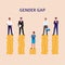 Gender gap and inequality in salary concept flat vector illustration isolated.