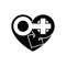 Gender icons in black heart. A symbol of love. Valentines Day. Flat style for graphic design, logo. Happy love. Vector Sign male