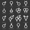 Gender Icons Set on Dark Background. Vector