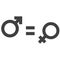 Gender inequality and equality icon symbol. Male Female girl boy woman man icon. Mars and venus symbol illustration.