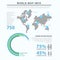 Gender marketing statistic world map flat vector infographics