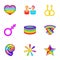 Gender minorities icons set, cartoon style