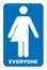 Gender neutral sign. Transgender restroom sign. illustration. Blue symbol isolated on white. Mandatory banner. Toilet