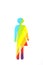 The gender neutral silhouette of a man with a rainbow inside is cut out of paper