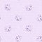 Gender neutral sleepy cartoon cat seamless raster background. Simple whimsical 2 tone pattern. Kids purple nursery
