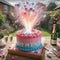 Gender reveal party boy or girl? Erupts to life in a garden