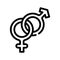 Gender signs together line icon vector illustration