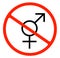 gender symbol. linear symbol. simple transgender icon. not allowed