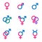 Gender symbol set, sexual orientation icons - male, female, hetero, transgender, lesbian, gay, hermaphroditus