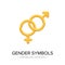 Gender symbols gold icon. Masculine and feminine gender symbols. 3d vector icon isolated on white background.